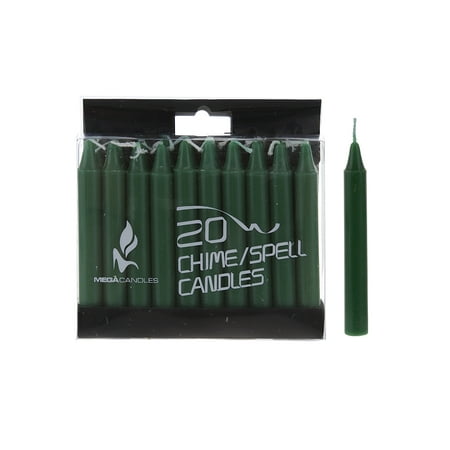 Mega Candles - Unscented 4 Inch Mini Chime Ritual Spell Taper Candles - Green, Set of