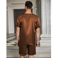 thumbnail image 3 of Ekouaer Men Silk Pajamas Set 2 Piece Pjs Soft Satin Sleepwear Shorts Button Down Tops Loungewear with Pockets, 3 of 6