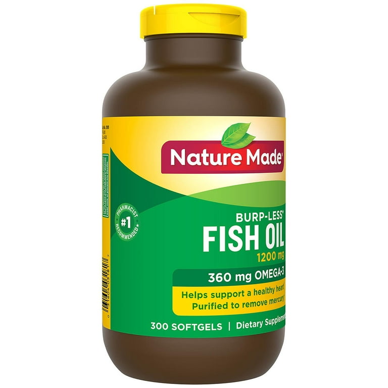 Nature Made Burp-Less Fish Oil 1,200 mg. Softgels for Heart Health (2 pk.,  150 ct./pk.) - Sam's Club