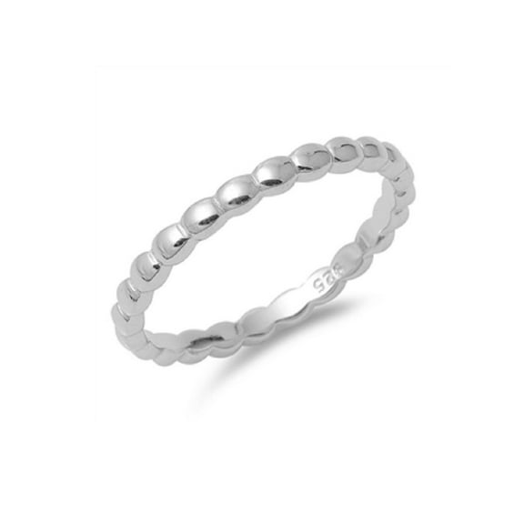 925 Sterling Silver Beaded Stackable Ring Size 4