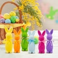 thumbnail image 3 of Easter Decorations Flocked Bunnies Figurine with Bow Tie,9.75 Flocking Rabbit Bunny Decor, Spring Tables Decoration Centerpieces Indoor Easter Decorating Bunnies for Home Office Party Supplies, 3 of 9