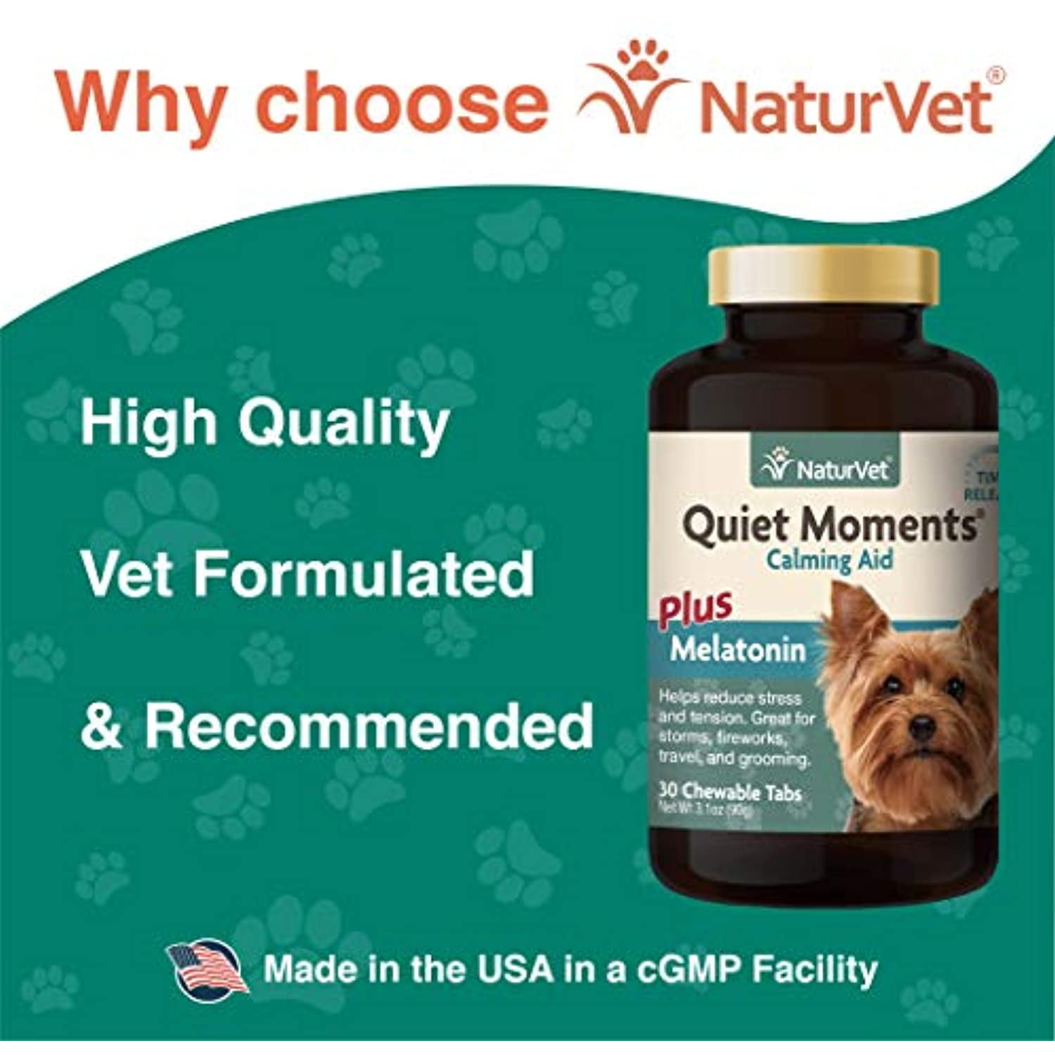 NaturVet Quiet Moments Pet Anxiety Stress Chewables Calming Aid Plus Melatonin Dog Tabs Walmart