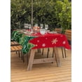 thumbnail image 2 of Outdoor Tablecloth with Umbrella Hole and Zipper, Christmas Tree Rectangle Table Cloth 52x70 Inch Waterproof Tablecloth, Winter Snowflakes Xmas Pine Tree Red Picnic Table Cover for Patio Camping, 2 of 7
