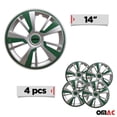 thumbnail image 3 of OMAC - Gray with Green Hub Caps 14 Inch Set of 4, Tapas para Rines 14, Premium Wheel Covers 14 Inch, R14 Rim Cover Set, Snap On Durable Car Replacement Exterior Accessories, 3 of 6