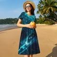 thumbnail image 4 of Defioc Futuristic Jet Ski Adventure Pattern Womens Summer Dresses Short Sleeve Sundress 2025 Beach Vacation Dresses with Pockets -X-Large, 4 of 6