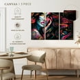 thumbnail image 4 of Elephant Stock Edgy Female Portrait Wall Art - Horizontal Multi Panel Canvas - Bedroom Wall Decor - People Multi Panel - Black And Pink Decor - 33" x 20", 4 of 4
