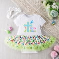 thumbnail image 5 of Baby Girl Easter Outfit Bunny Egg Print Romper Dress with Bow Headband 2Pcs Set Toddler Girl Outfits White3 0-3 Months, 5 of 7