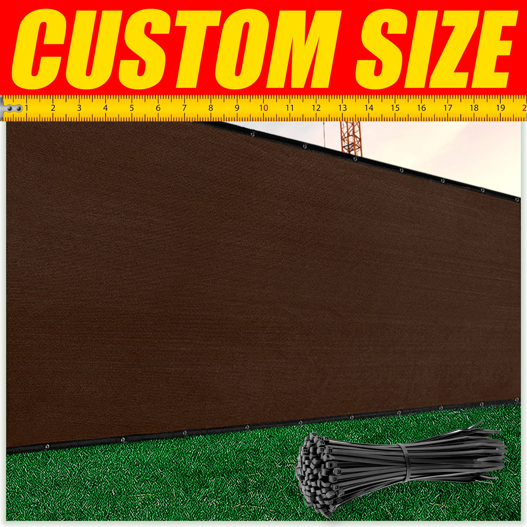 ColourTree 4 x 137 Brown Fence Privacy Screen Windscreen Cover Shade Fabric Cloth 90% Visibility Blockage with Grommets Heavy Duty Commercial Grade Zip Ties Included - (We Make Custom Size)