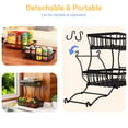 thumbnail image 3 of Fruit Basket for Kitchen Counter, 2 Tier Fruit Vegetable Basket with 2 Mobile Banana Hangers, Detachable Metal Bread Basket for Vegetables Snacks Fruits, Black, 3 of 6