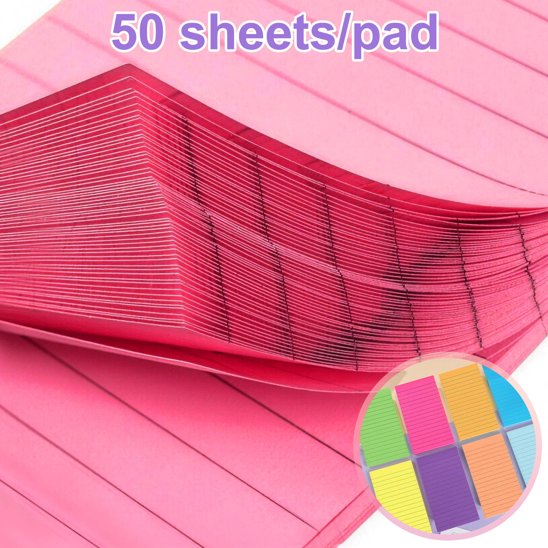 8 Pack Sticky Notes, 3x6 in Lined Large Note Paper with Lines, 50 Sheets/pad Ruled Notepads Super Sticking, Sticky Notes for Office, Home, School, Meeting