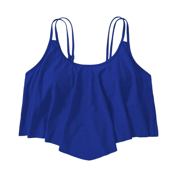 WENWU Women's Bikini Tops Full Coverage Tankini Top Double Layer Swim Bras Flounce Bathing Suit Tops with Ruffled Swimming Bra for Women plus Size Bathing Suits Women with Underwire
