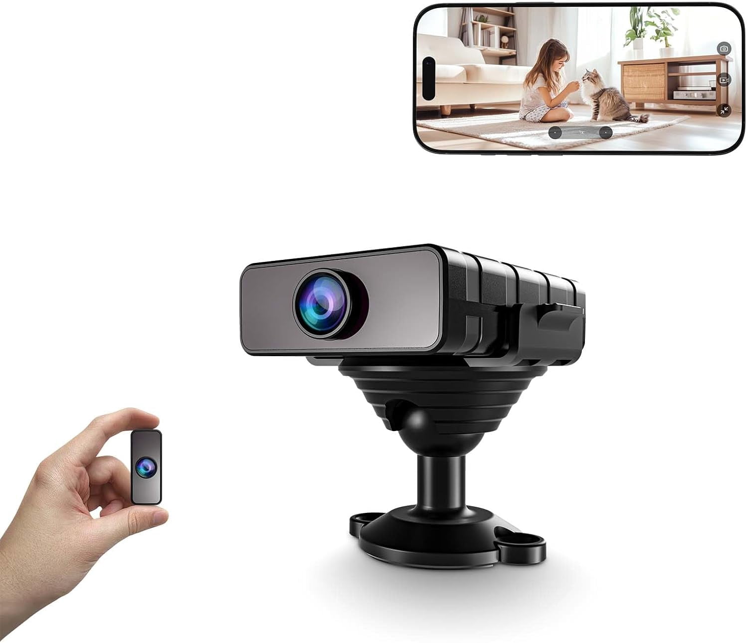 Mini Security Camera,4K HD Wireless Nanny Cam,Free Cloud&SD Storage,Miniature Pet Monitor with App,Motion Detection,Infrared Night Vision,Works with/Without WiFi for Baby/Pet/Nanny Monitoring Camera