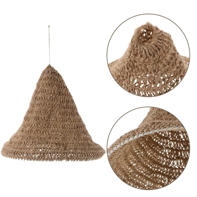 BRIGHTFUFU Woven Cotton Hemp Rope Lampshade Boho Pendant Light Cover Rustic Khaki Ceiling Shade