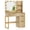 Wood color 2, variant on Zimtown Modern Makeup Vanity Desk with Mirror and Charging Station, Lighted Vanity Table with 4 Drawers & 3 Storage Shelves for Bedroom, White