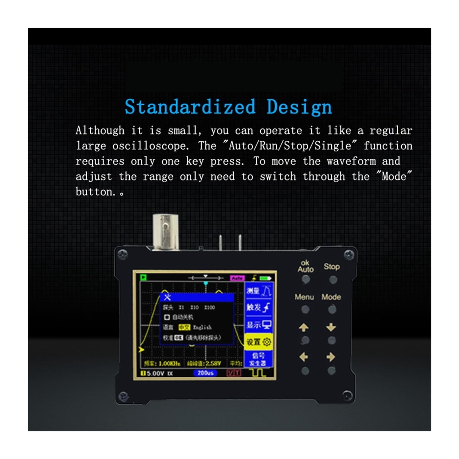 Entry-level Digital Oscilloscope 1MHz/18MHz Bandwidth 40MSa/s Sampling Rate Signal Generator Oscilloscope For Beginner ,Professional Designed