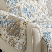 Reversible Quilted Furniture Protector, Machine Washable Slipcover, Sofa, Taupe / Blue