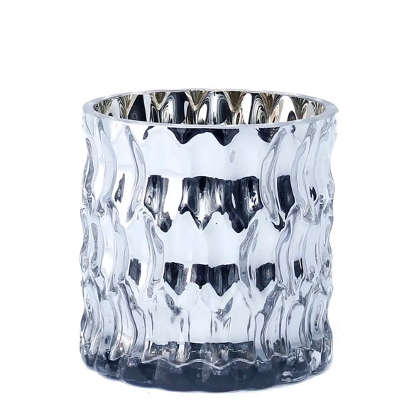 CC Home Furnishings Handblown Geometric Cylindrical Glass Vase - 4" - Silver