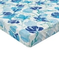 thumbnail image 4 of Ambesonne Flowers Vintage Fitted Sheet, Floral Watercolor, California King, Sea Blue Lime Green White, 4 of 5