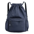 thumbnail image 1 of Mochila con cordón, bolsa deportiva para gimnasio, bolsa de viaje para yoga, para mujeres y hombres, bolsa de gimnasio impermeable, mochila de día, azul oscuro, 1 of 6
