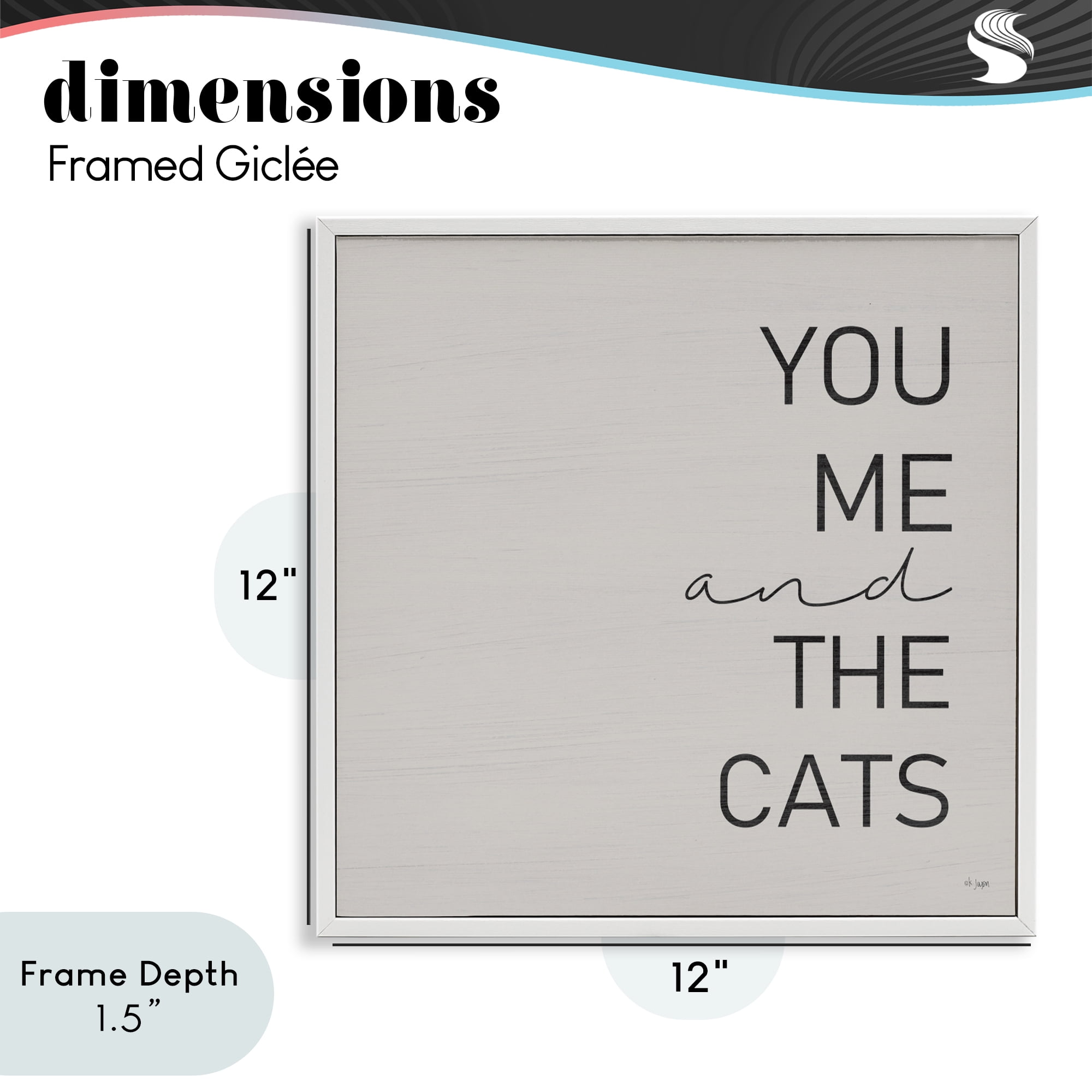 Stupell Industries Minimal You Me & Cats White Framed Giclee Art, design by Jaxn Blvd.
