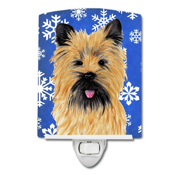 Caroline's Treasures SC9375CNL Cairn Terrier Winter Snowflakes Holiday Ceramic Night Light, 6x4x3", multicolor