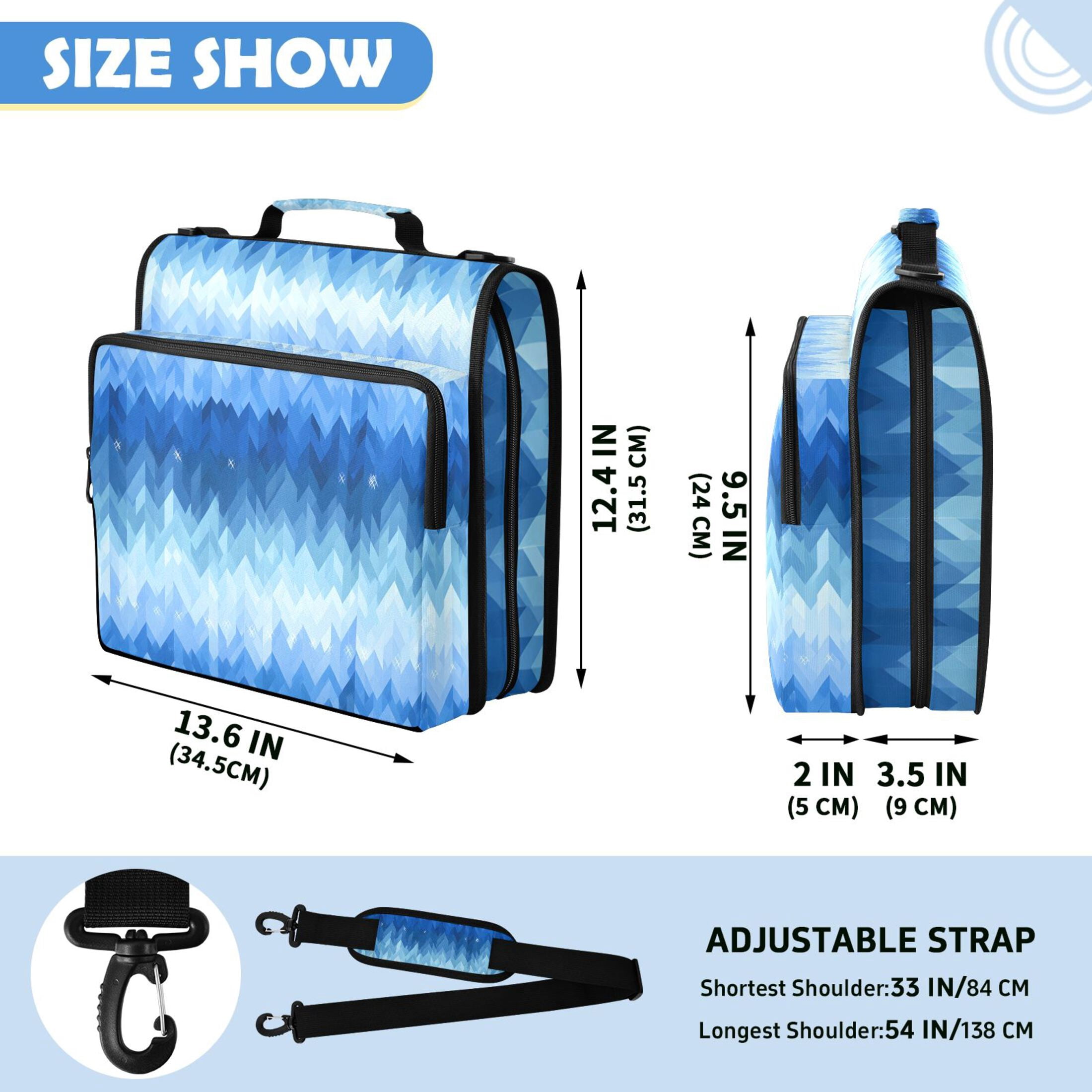 DIXRUYEE Zipper Binder File Keeper Documents Organized-Blue Gradient Stripes Of Pattern