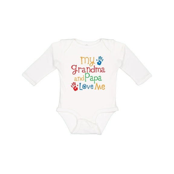 Inktastic Grandma and Papa Love Me Boys or Girls Long Sleeve Baby Bodysuit