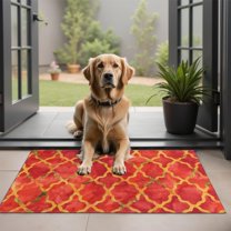 Red Yellow Checkered Pattern Door Rugs,Washable Non Slip Door Mats Indoor,Decorative Door Mats,Entry Mat Indoor for Entrance,Bedroom,Kitchen,Bathroom,20"x32"