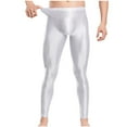 thumbnail image 2 of Mens Shapewear Pants Trendy Glossy Shiny Mid Waisted Tights Trousers Boys Basic Slim-Fit Stretchy Solid Athletic Fitness Bodybuilding Pant, 2 of 4