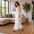thumbnail image 3 of Wrongduck Women's Lace Trim Wide Leg Pants, Cropped Palazzo Trousers with Drawstring Elastic Waist and Pockets, Lightweight Summer Casual Lounge Pants, 3 of 7