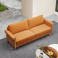 thumbnail image 3 of 76.34in Wide Modern Orange Velvet Sofa Stylish Living Room Furniture with Gold Metal Legs and Deep Cushions for Maximum Comfort, 3 of 8