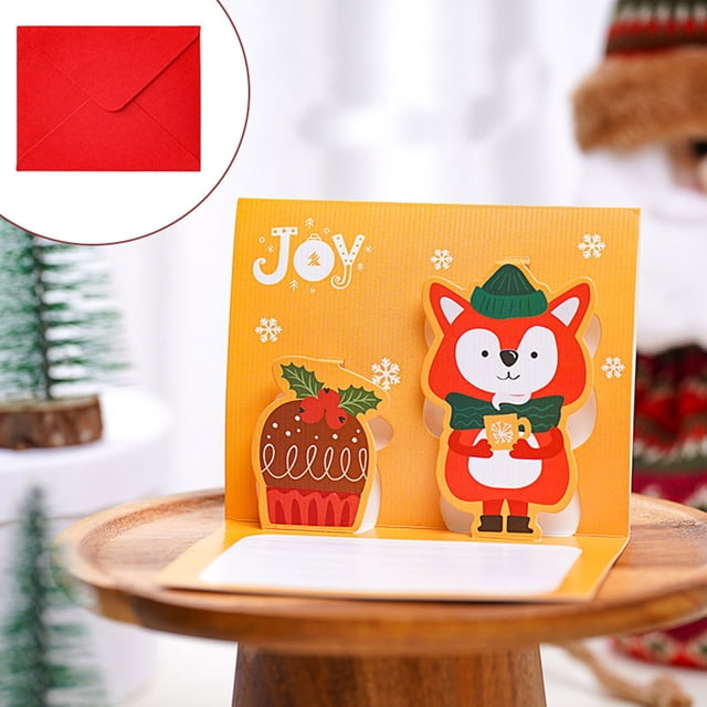 Cqxid Greeting Card Under $5 3D Three Dimensionals Greeting Card Creative Christmas Message Card Holiday Greeting Card