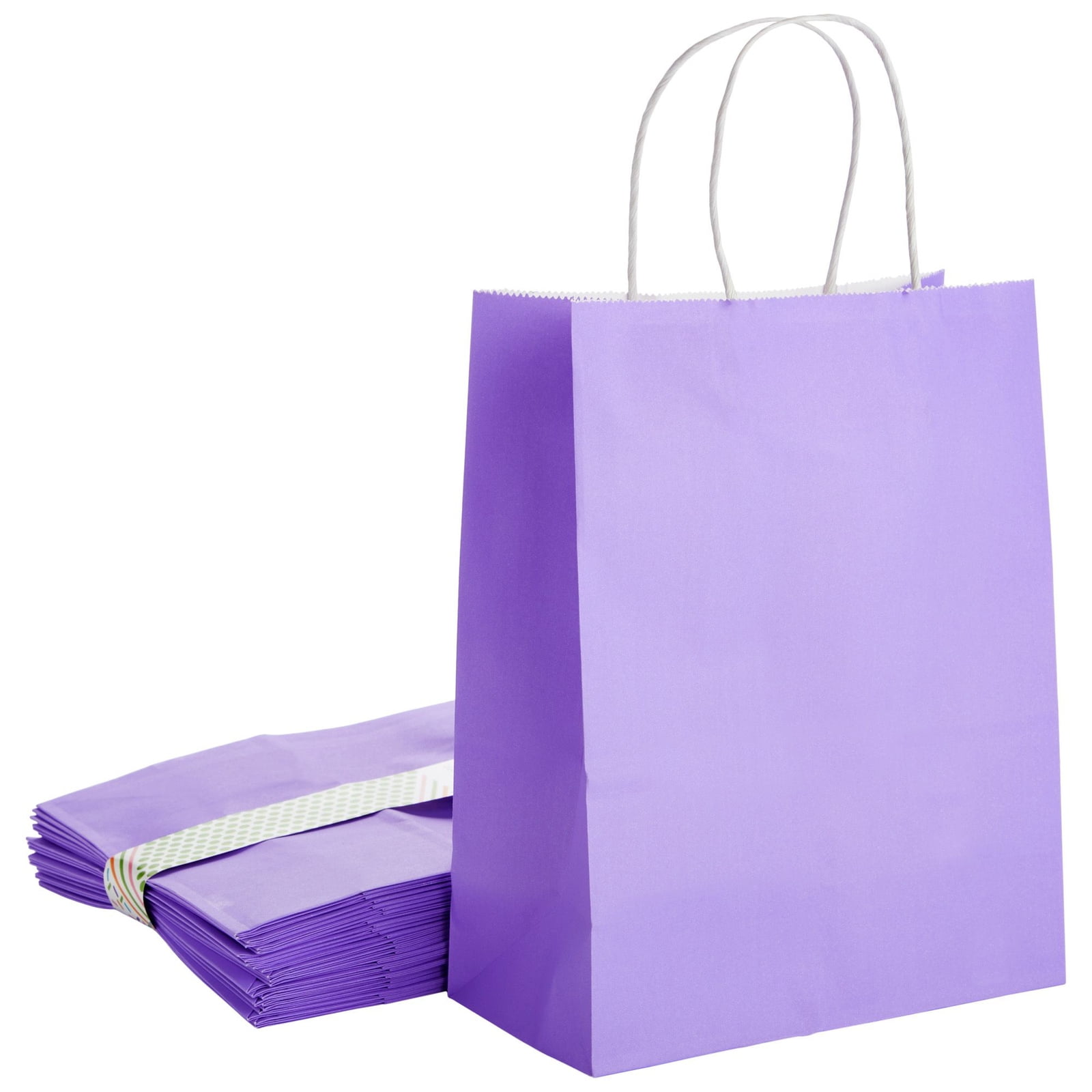 25Pack Medium Purple Gift Bags with Handles, 8x10x3.9 in Bulk Pack for