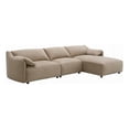 thumbnail image 2 of Vety L Shaped Sectional Sofa, Pillow Arm, Light Brown Nubuck Leather, 2 of 7