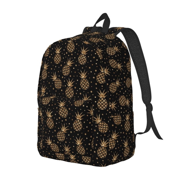 Saiise Sac à Dos pour Ordinateur Portable Imprimé Ananas Pailletés Or - Bretelles Réglables, Résistant à l'Eau, Grande Capacité, Design Élégant, Unisexe pour École, Bureau, Voyage-Petit