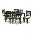 thumbnail image 2 of Baxton Studio Nicolette Modern and Contemporary Sand Fabric Upholstered and Dark Brown Finished Wood 7-Piece Dining Set, 2 of 7