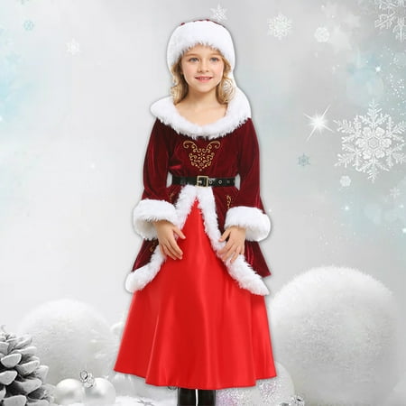 

Tejiojio Girls and Toddlers Soft Cotton Clearance Toddler Girls Winter Christmas Dress Up Princess Plush Dress Party Performance Clothes Children s Wear