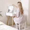 thumbnail image 3 of Spaco Modern Makeup Table with Flip Top Mirror and 2 Drawers, Vanity Desk for Bedroom Living Life, White, 3 of 8