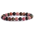 thumbnail image 1 of Angelstones Natural Multi-Color Tourmaline Gemstone 8mm Round Beads Stretch Bracelet 7 Inch Unisex, 1 of 2