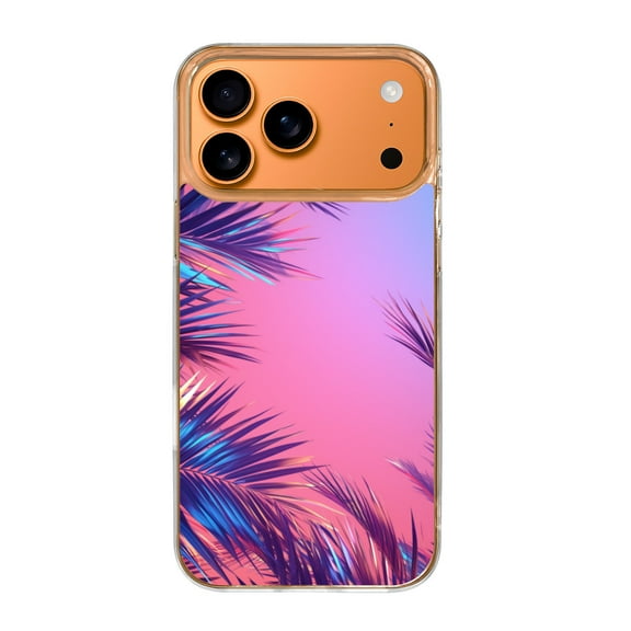 Case For Apple iPhone Air / 17 Pro / 17 Pro Max Series Case, Slim Thin Transparent Flexible Clear TPU Shockproof Phone Case For iPhone 17 Series, Neon Color Tropical Plant