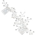 thumbnail image 3 of Miangastore Pearl Rhinestone Wedding Hair Comb Silver Metal 1Pcs 7.1x3.0in, 3 of 9