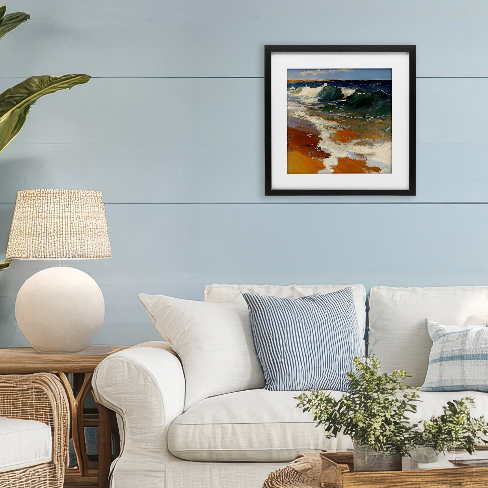 Stupell Industries Glassy Ocean Waves Break Black Framed Print Under Glass, design by Walker Noble