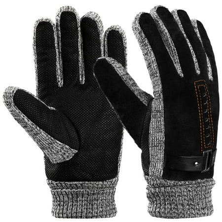 Men Winter Gloves, Vbiger Warm Outdoor Gloves Full-finger Cycling Gloves Cold Weather Gloves,