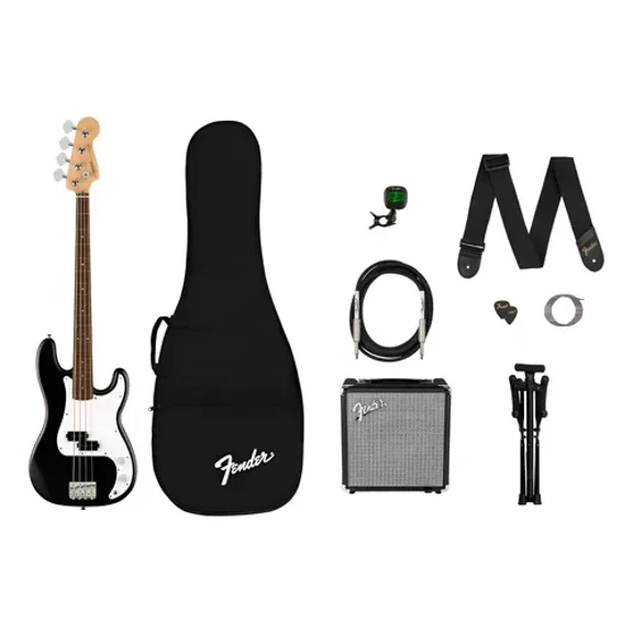Paquete Bajo Electrico Precision Bass Debut Collection Diestro Negro Barnizado 4