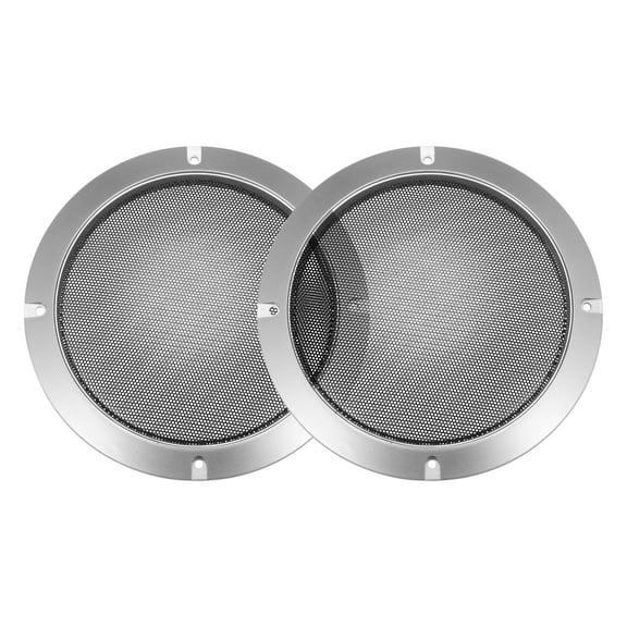 2pcs 6.5" Speaker Grille Cover Mesh Trim Round Subwoofer Grille Silver Tone Car Auto Stereo Accessories