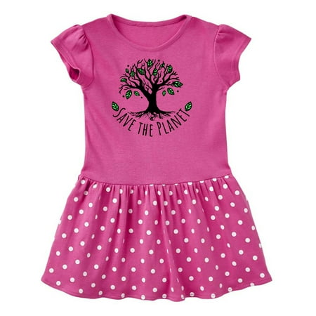 

Inktastic Save the Planet Tree Design with Green Leaves Gift Toddler Girl Dress