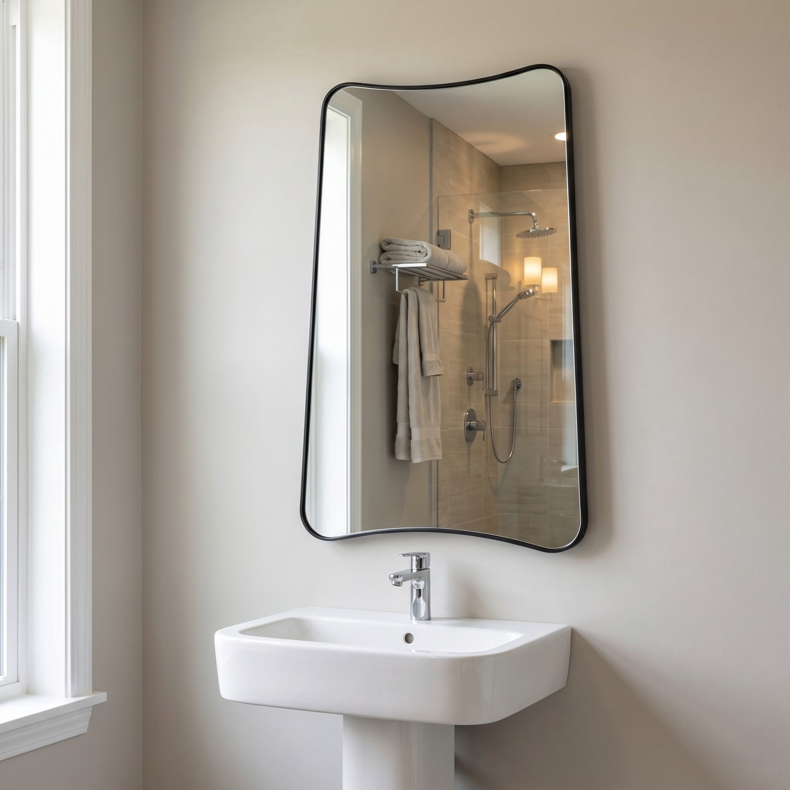 GRAHMCY 24"x36" Irregular Wall-mounted Bathroom Mirror Vanity Decorative Mirror
