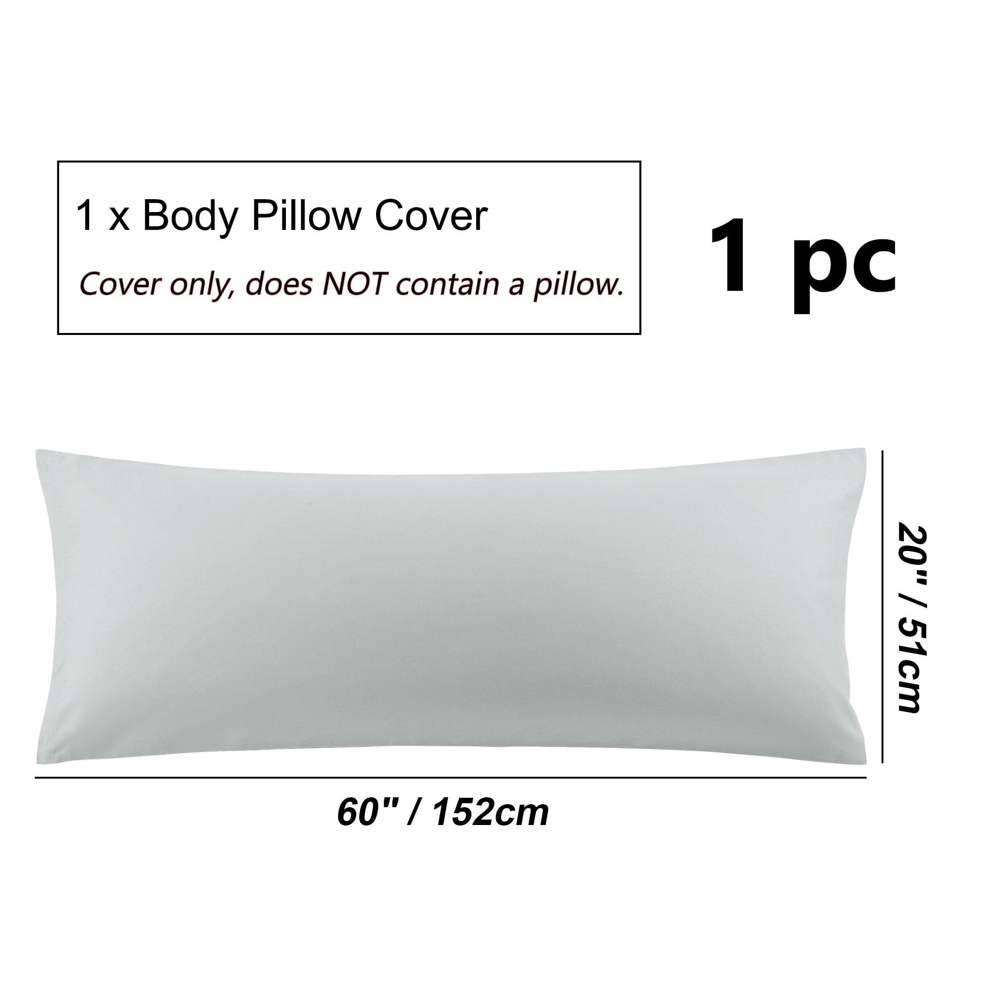 Unique Bargains 1 Pack Brushed Microfiber Body Pillowcase, 20" x 72", Light Grey