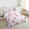 thumbnail image 3 of Manfei Kawaii Daisy Floral Queen Comforter Set,Cute Cartoon Cherry Bedding Sets,Red Cherry Bedding Comforter Set For Girl,Breathable Home Decor Reversible,3-Piece, 3 of 8