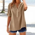thumbnail image 5 of Womens Athletic Tops Shirts Trendy Stylish 3/4 Sleeve Pocket Detail Womens Clothes,Khaki,2XL, 5 of 7